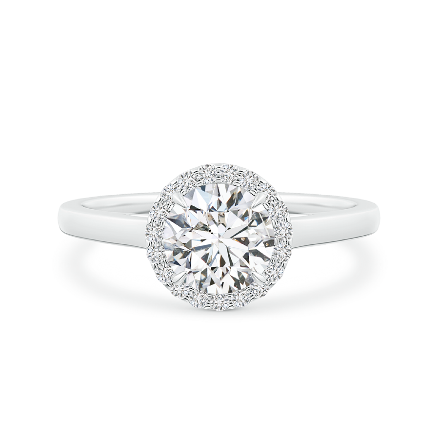 Cathedral Round Lab Grown Diamond Halo Ring with Claw-Setting - Main Image