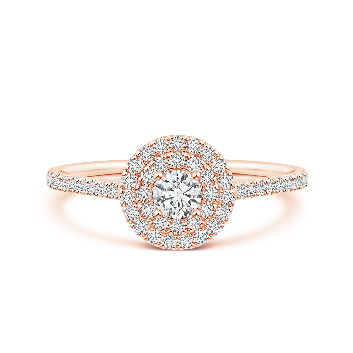 Round Lab Grown Diamond Double Halo Engagement Ring - Main Image