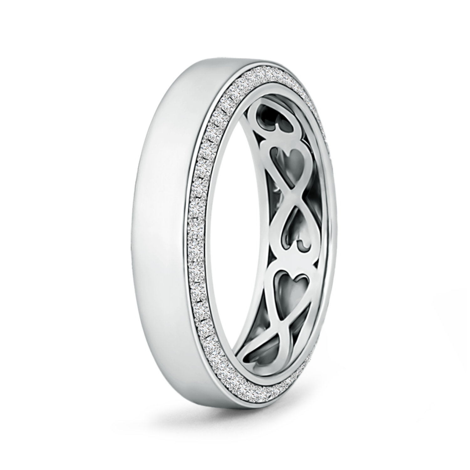 Secret Heart Pattern Men Lab Grown Diamond Wedding Band - Main Image