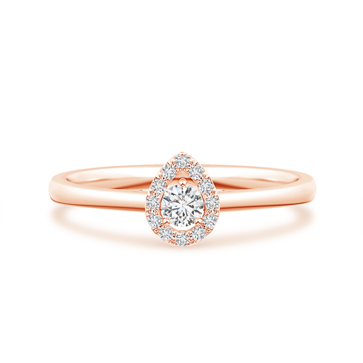 Pear-Framed Floating Round Lab Grown Diamond Halo Ring - Main Image