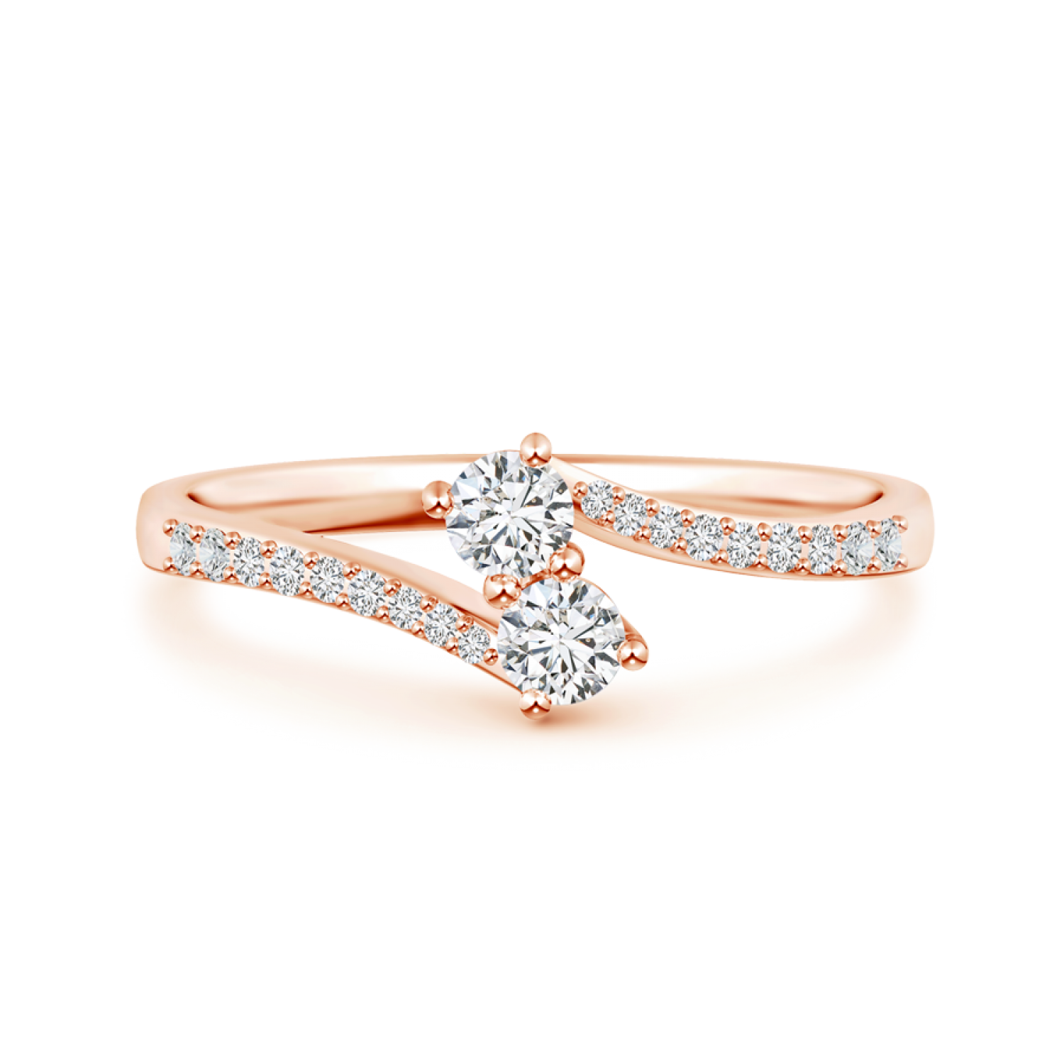 Two Stone Lab Grown Diamond Bypass Ring with Accents - Main Image