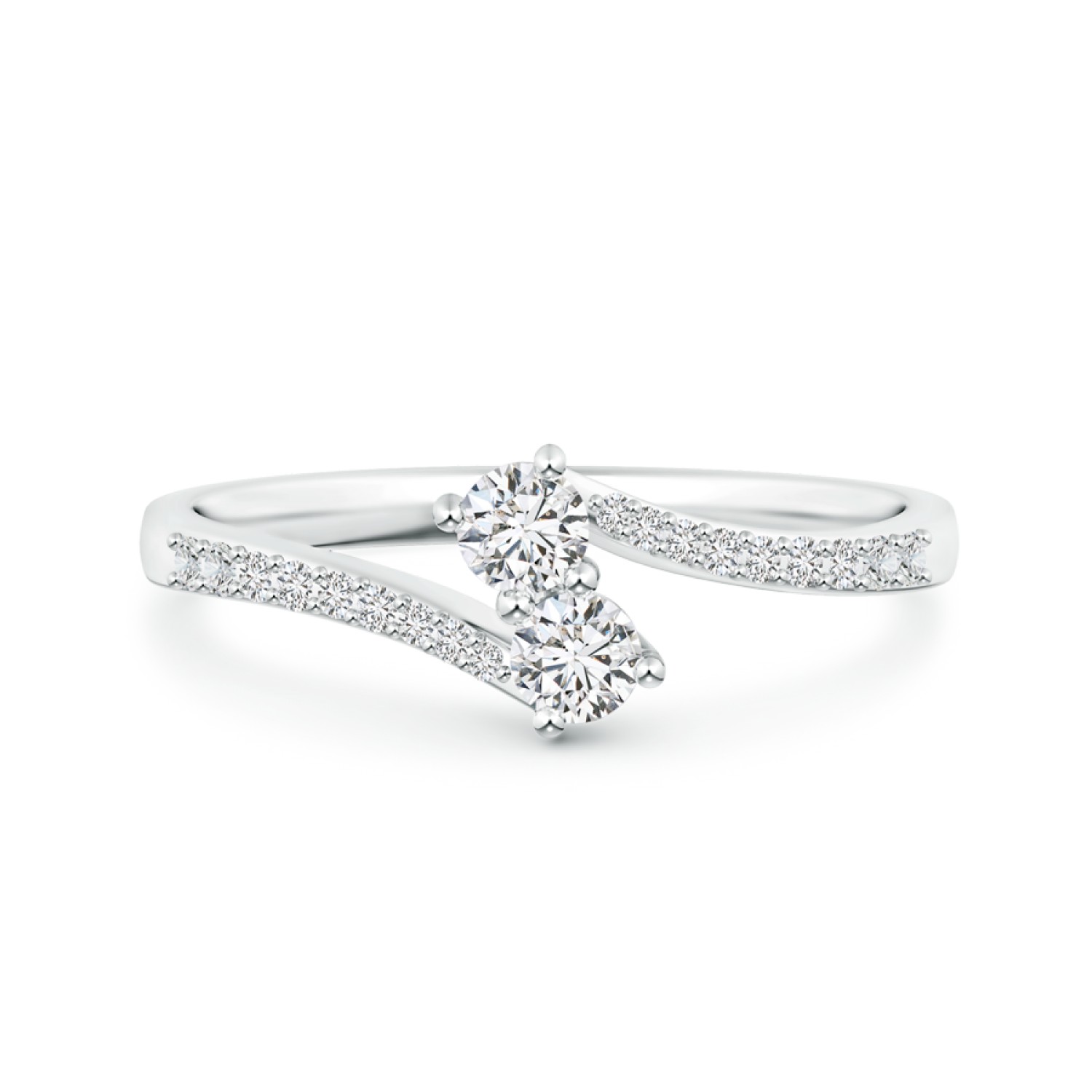 Two Stone Lab Grown Diamond Bypass Ring with Accents - Main Image