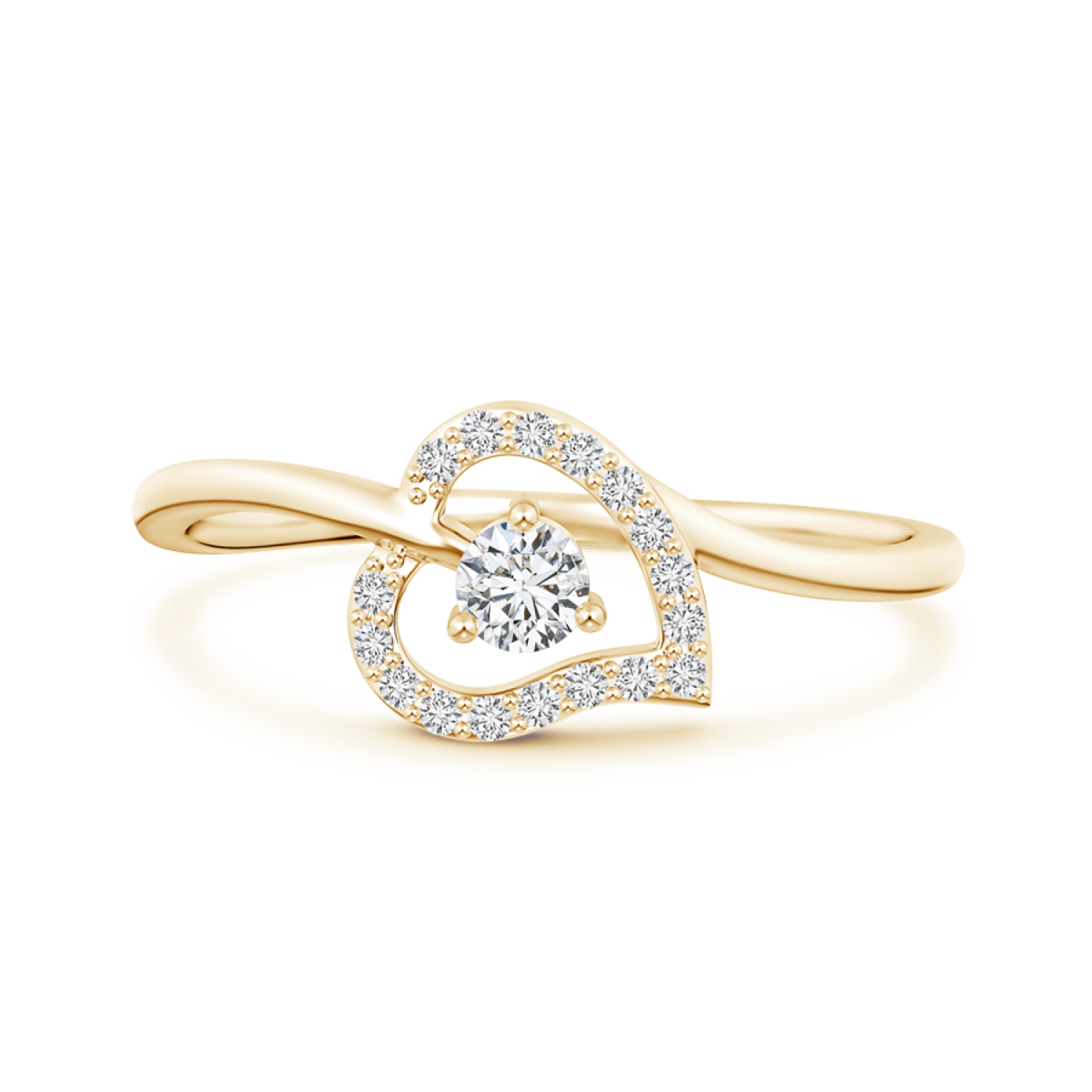 Open Heart Round Lab Grown Diamond Bypass Ring - Main Image