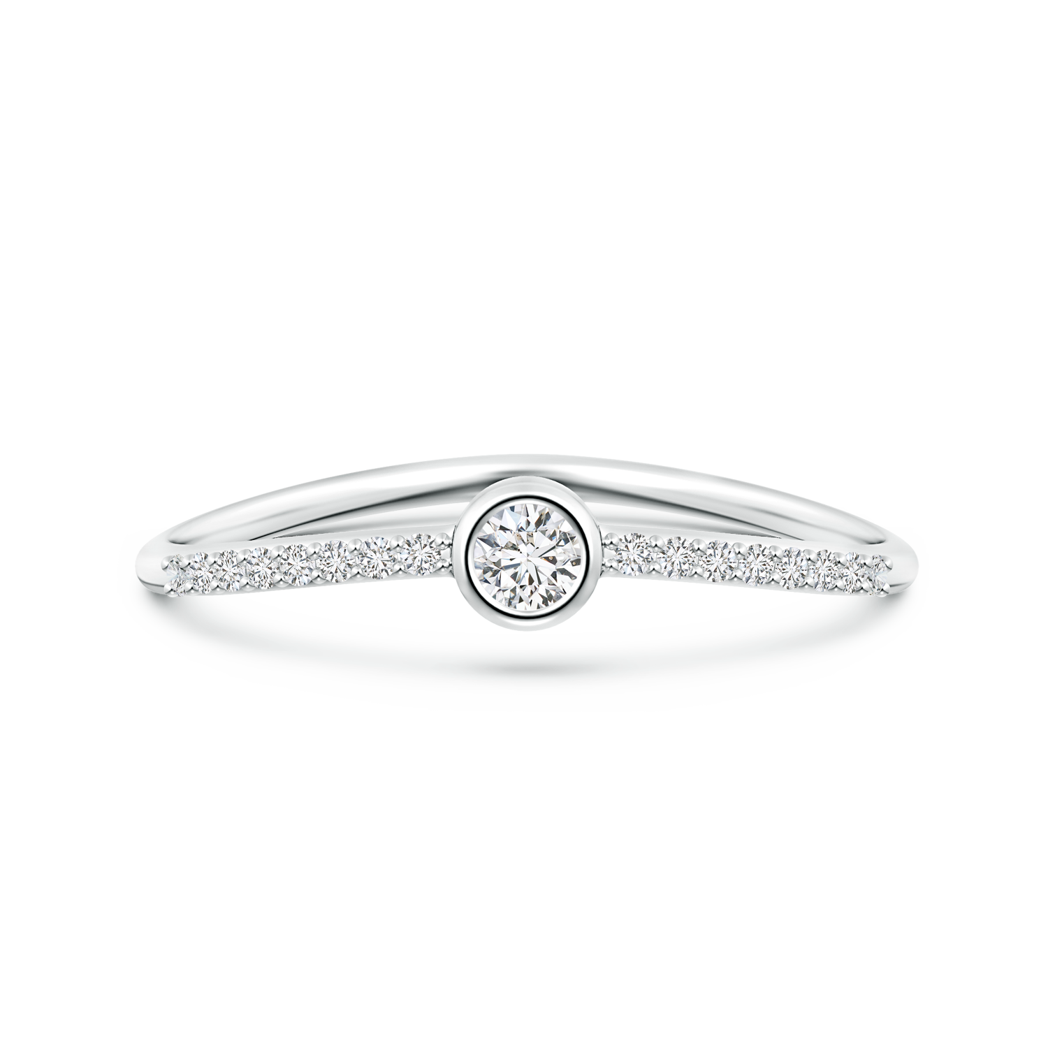 Bezel Set Lab Grown Diamond Wave Promise Ring - Main Image