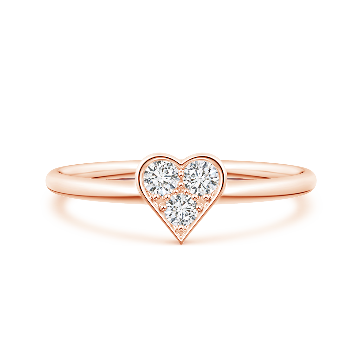 Pave Set Lab Grown Diamond Heart Promise Ring  - Main Image