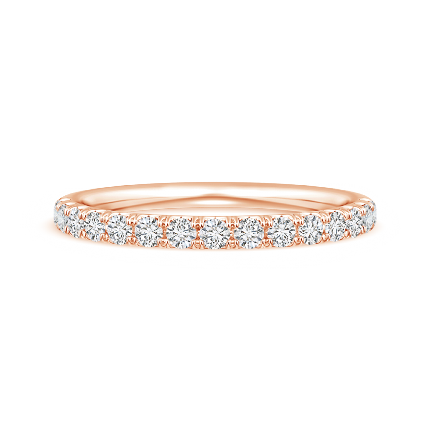 U-Pave Set Lab Grown Diamond Half Eternity Wedding Band - Main Image