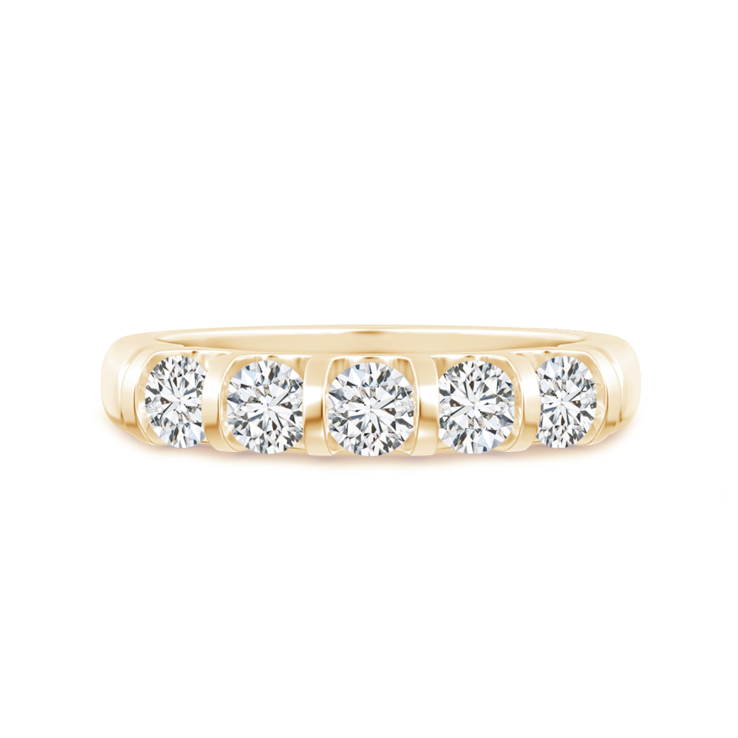 Bar Set Round Lab Grown Diamond Five Stone Wedding Band - Main Image