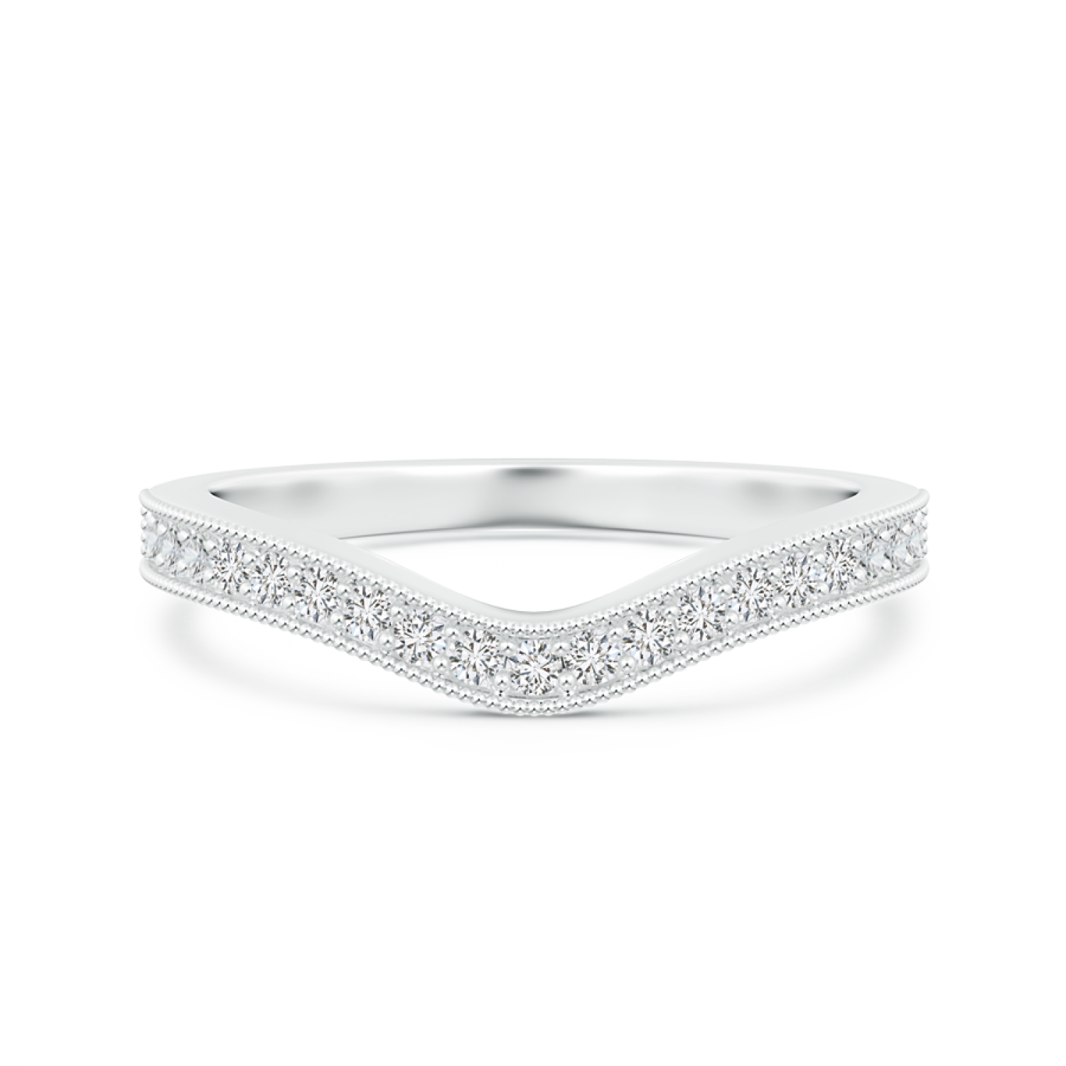 Lab Grown Diamond Indented Semi Eternity Wedding Band - Main Image