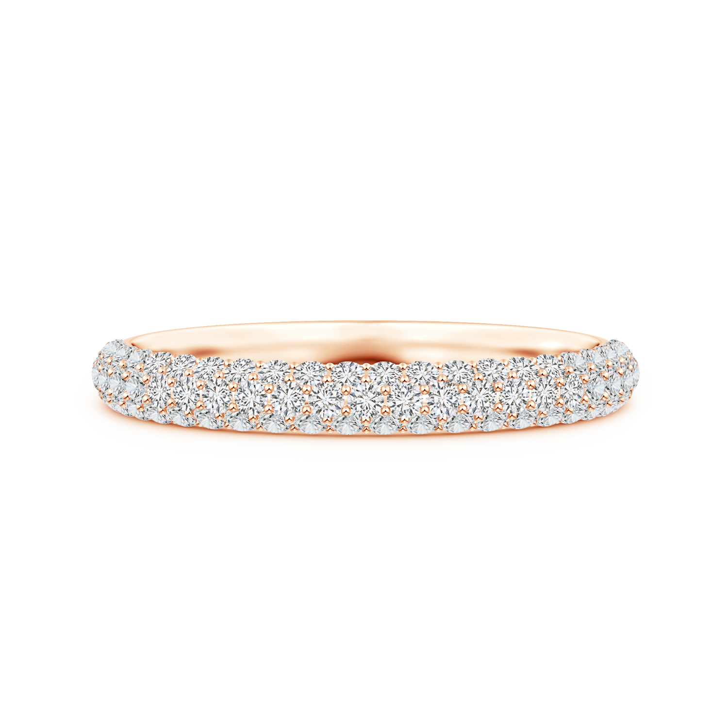 Triple Row Lab Grown Diamond Dome Wedding Band - Main Image