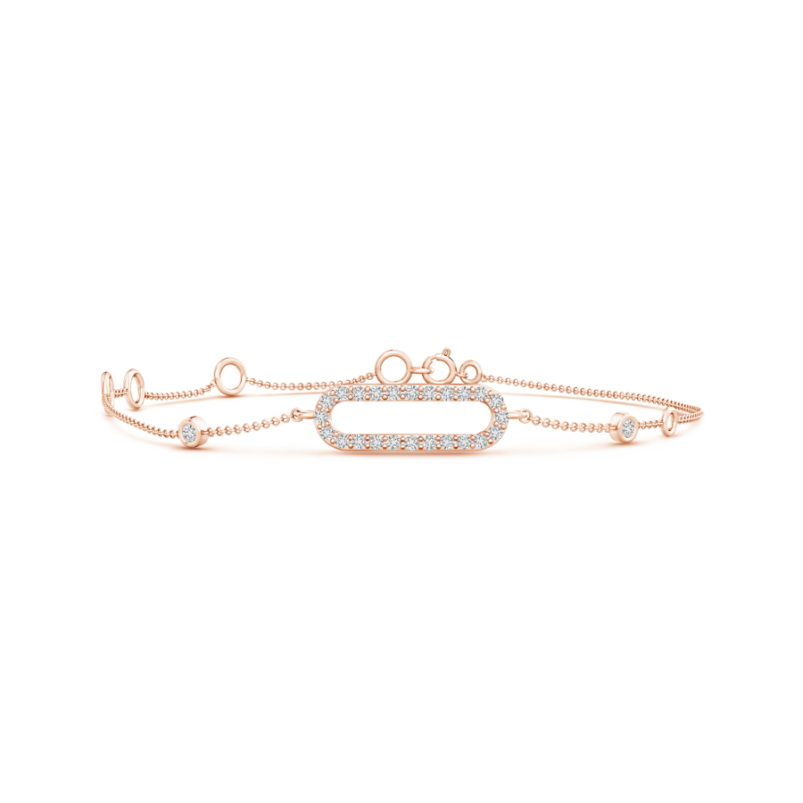 Lab Grown Diamond Elongated Oval Frame Link Bracelet  - Main Image