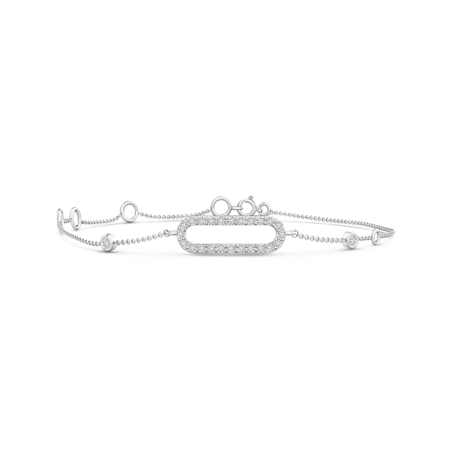 Lab Grown Diamond Elongated Oval Frame Link Bracelet  - Main Image