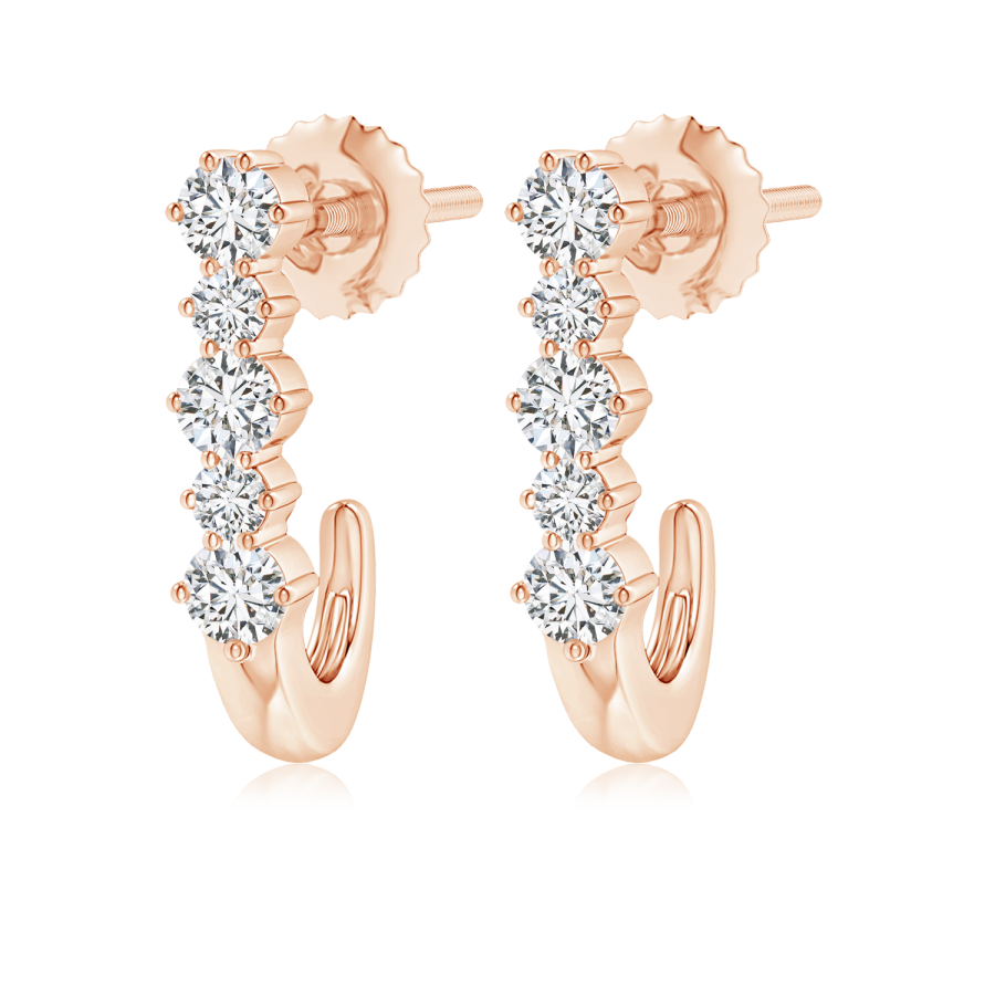 Five Stone Lab Grown Diamond J-Hoop Earrings - Main Image
