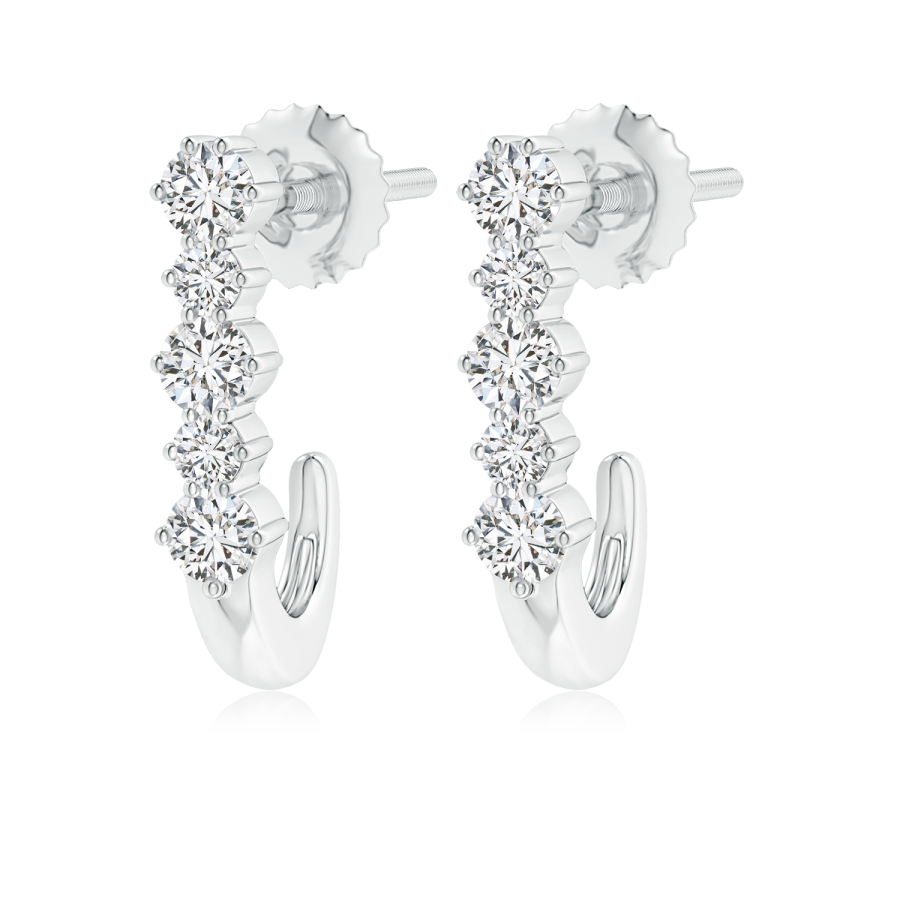 Five Stone Lab Grown Diamond J-Hoop Earrings - Main Image