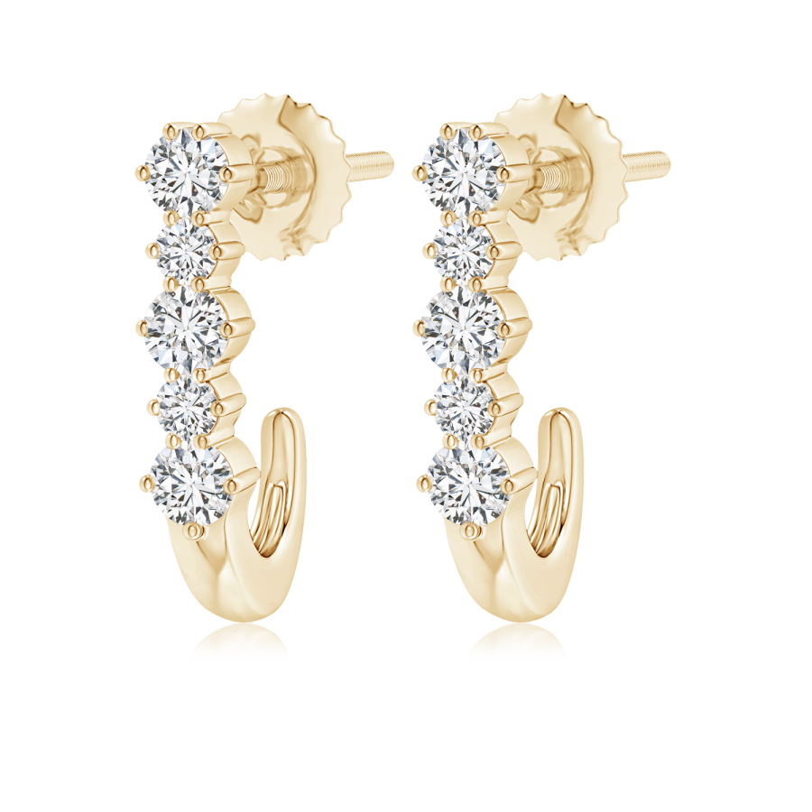 Five Stone Lab Grown Diamond J-Hoop Earrings - Main Image