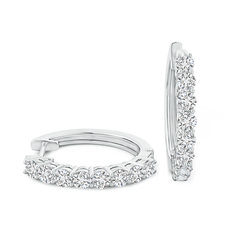 Airline-Set Diamond Hinged Hoop Earrings 2.5mm Diamond