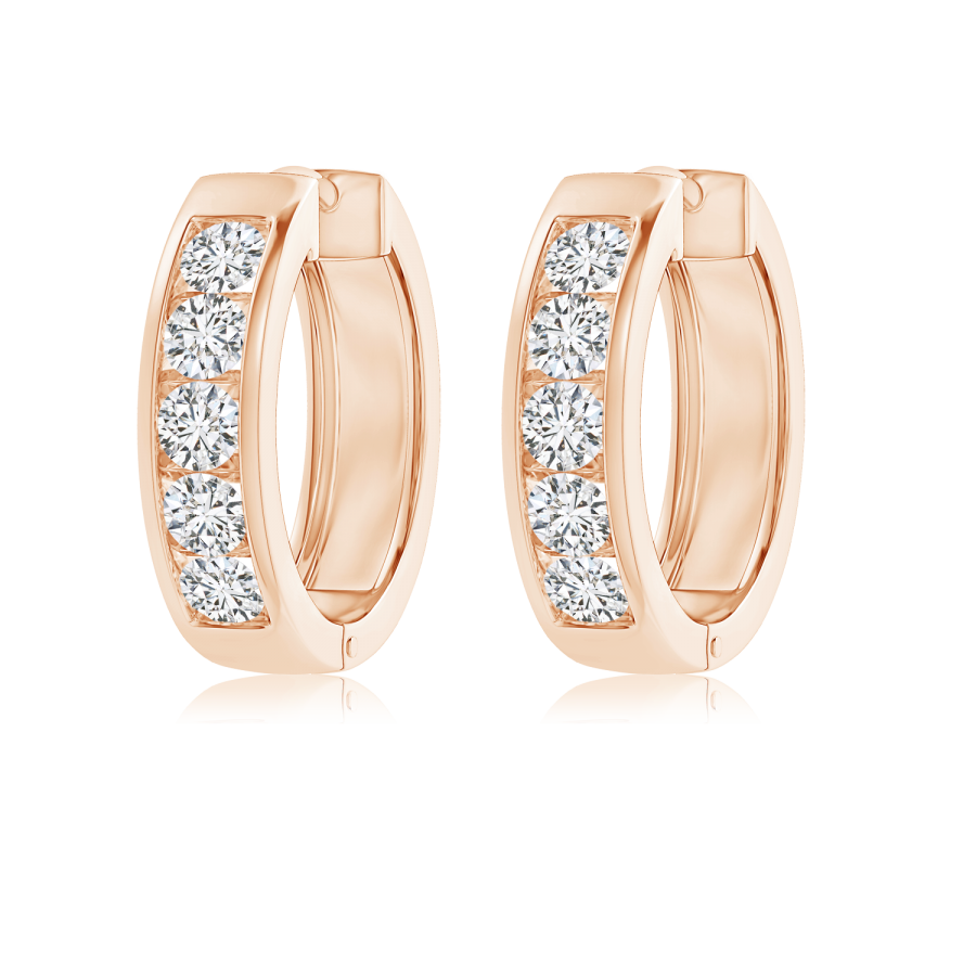 Channel Set Round Lab Grown Diamond Hoop Earrings - Main Image