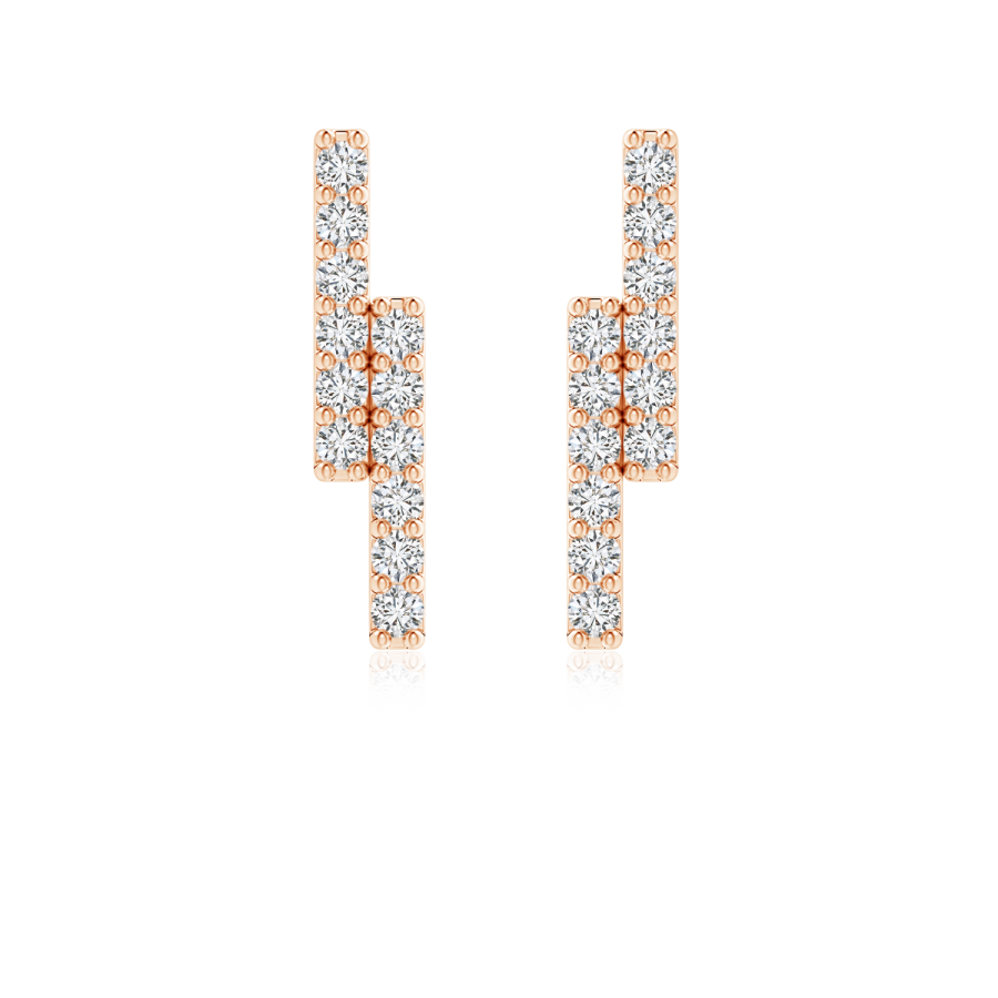 Lab Grown Diamond Double Uneven Bar Stud Earrings - Main Image