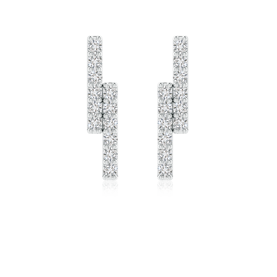Lab Grown Diamond Double Uneven Bar Stud Earrings - Main Image