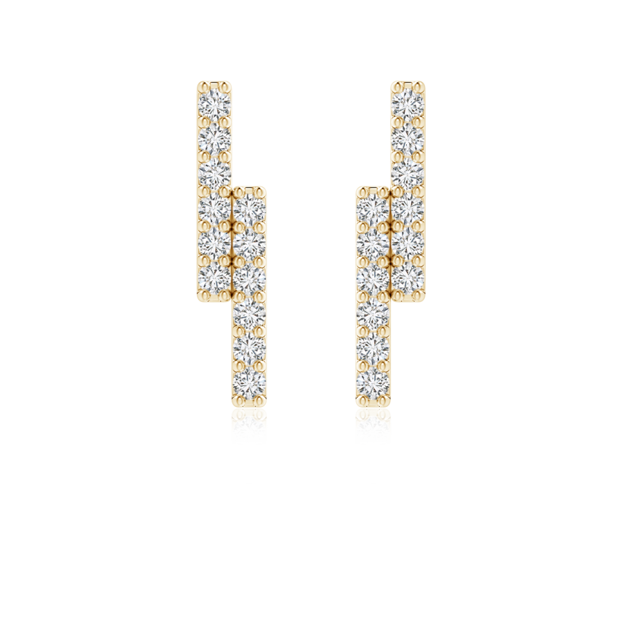 Lab Grown Diamond Double Uneven Bar Stud Earrings - Main Image