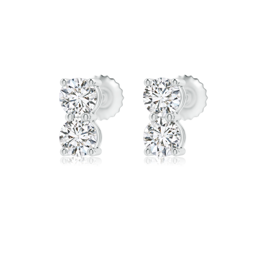 Double diamond on sale stud earrings