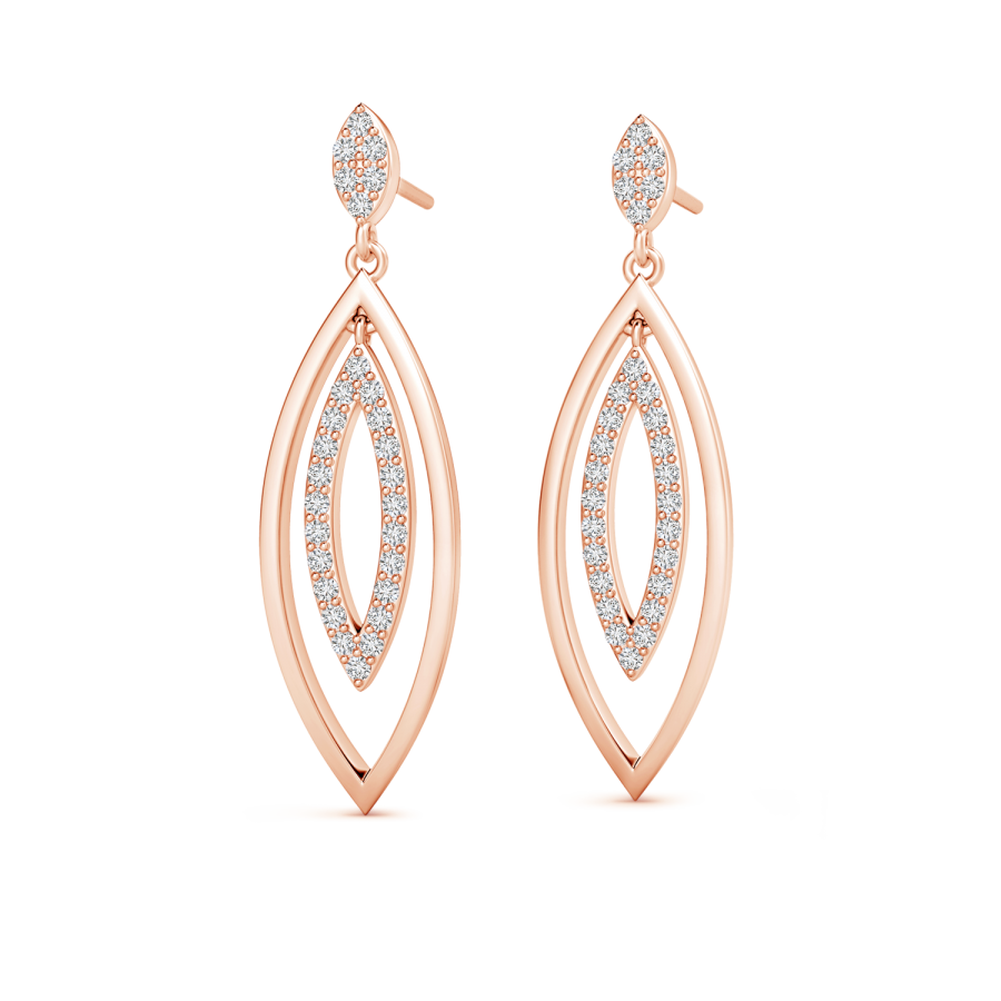 Lab Grown Diamond Elongated Double Marquise Drop Earrings - Main Image
