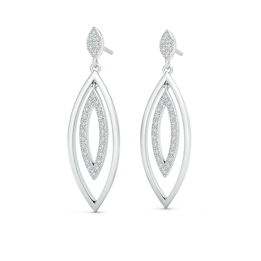 Lab Grown Diamond Elongated Double Marquise Drop Earrings - Main Image