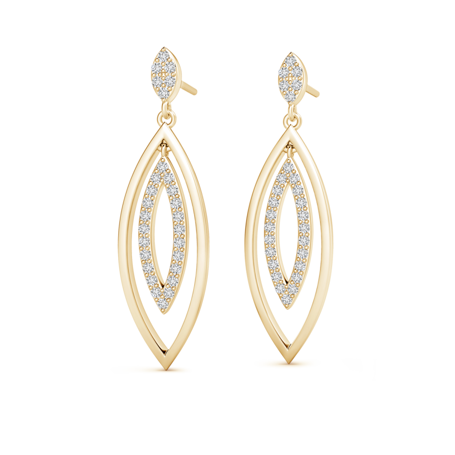 Lab Grown Diamond Elongated Double Marquise Drop Earrings - Main Image