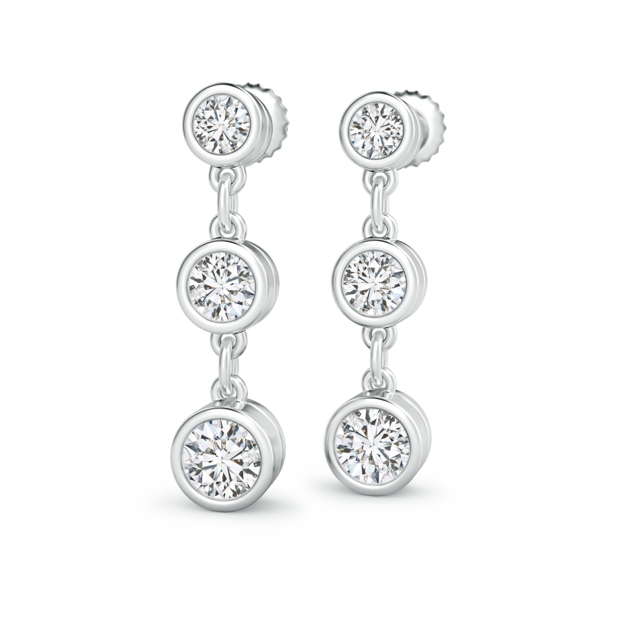Three Stone Lab Grown Diamond Drop Earrings - Main Image