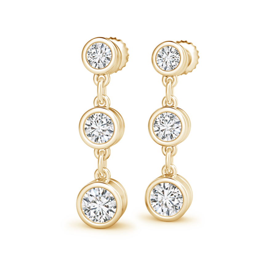 Three Stone Lab Grown Diamond Drop Earrings - Main Image