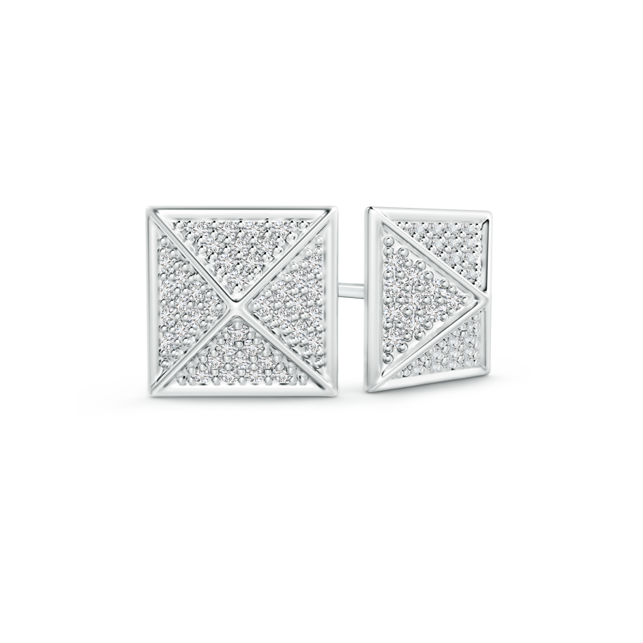 Pave Set Lab Grown Diamond Pyramid Stud Earrings - Main Image