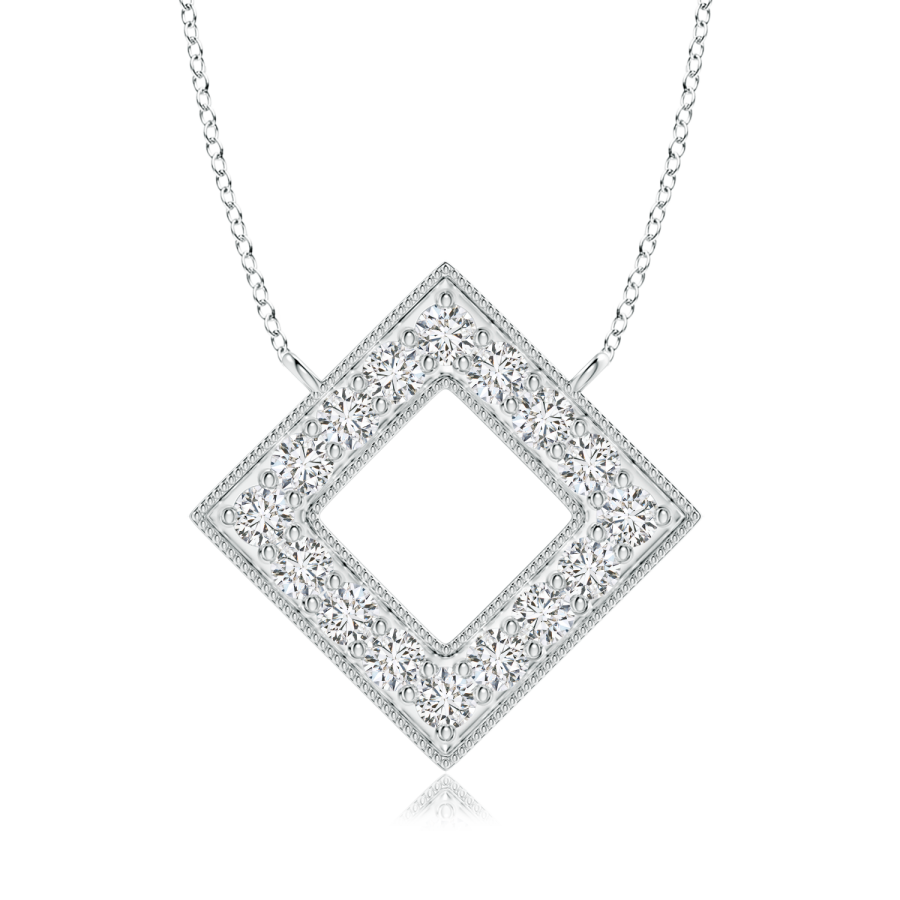Lab Grown Diamond Geometric Square Necklace - Main Image