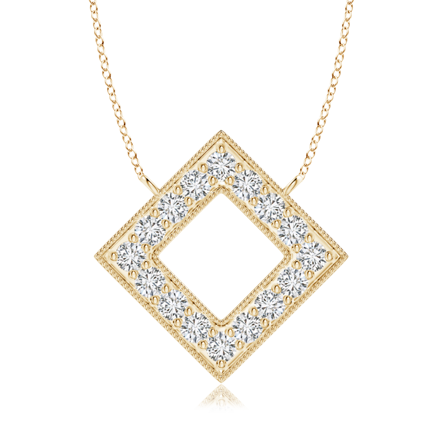 Lab Grown Diamond Geometric Square Necklace - Main Image