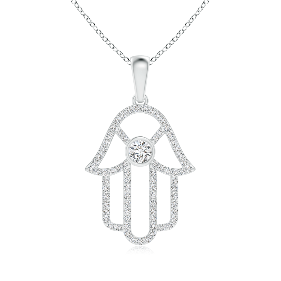  Lab Grown Diamond Hamsa Hand Necklace - Main Image