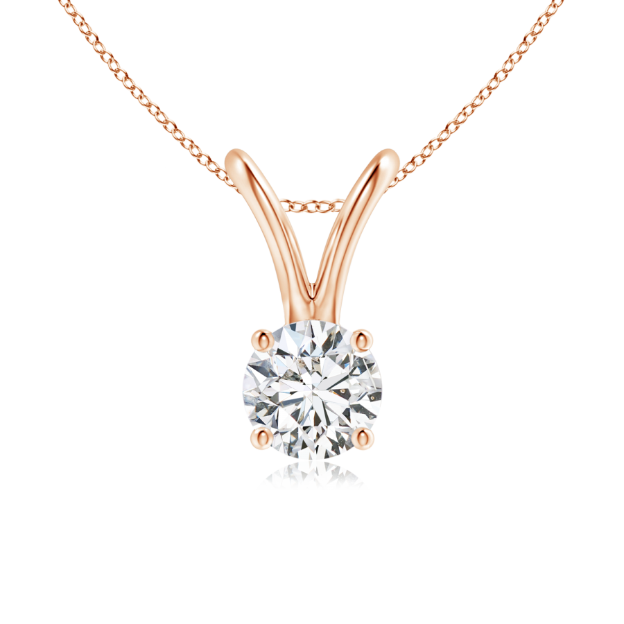 Round Lab Grown Diamond Solitaire Pendant with V-bale - Main Image