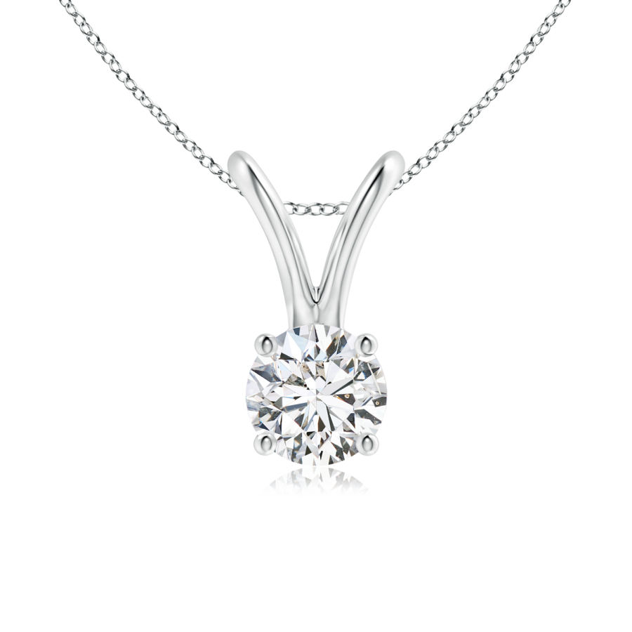 Round Lab Grown Diamond Solitaire Pendant with V-bale - Main Image
