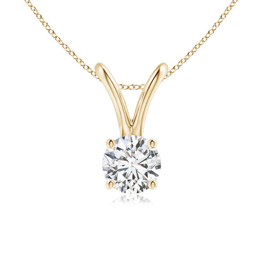 Round Lab Grown Diamond Solitaire Pendant with V-bale - Main Image