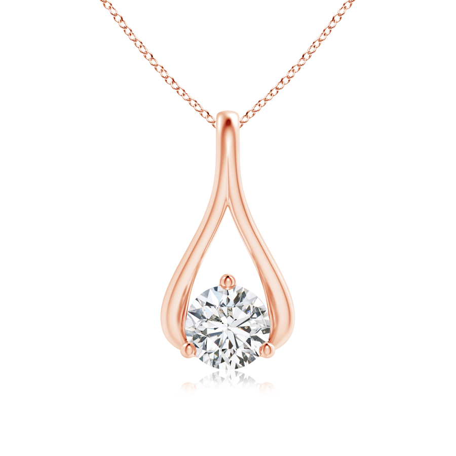 Solitaire Lab Grown Diamond Wishbone Drop Pendant - Main Image