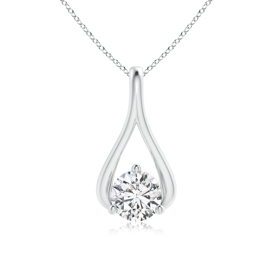Solitaire Lab Grown Diamond Wishbone Drop Pendant - Main Image