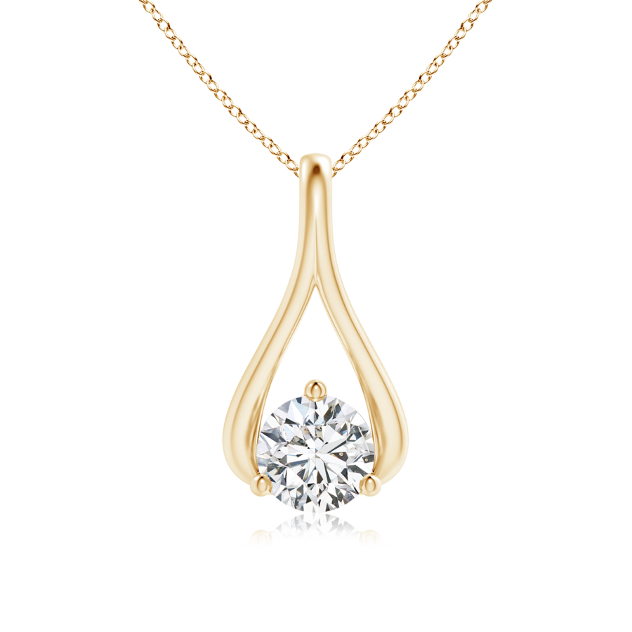 Solitaire Lab Grown Diamond Wishbone Drop Pendant - Main Image
