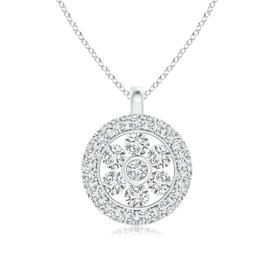 Lab Grown Diamond Flower Cluster Pendant with Halo - Main Image