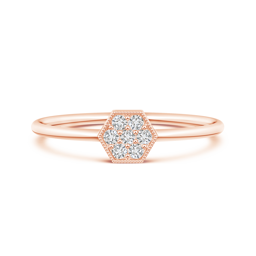 Round Lab Grown Diamond Hexagon Ring - Main Image