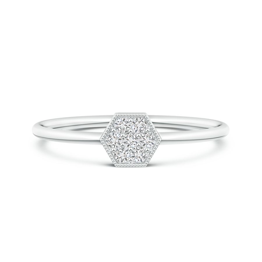 Round Lab Grown Diamond Hexagon Ring - Main Image