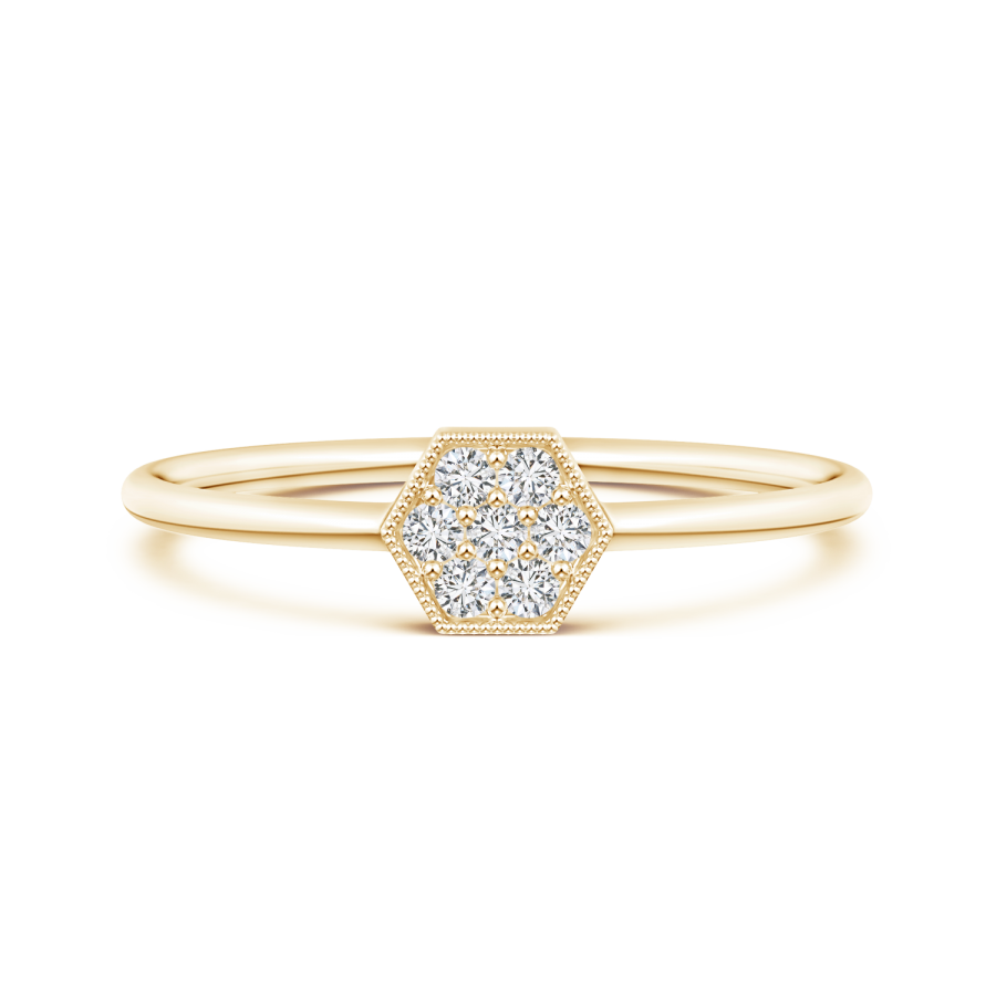 Round Lab Grown Diamond Hexagon Ring - Main Image