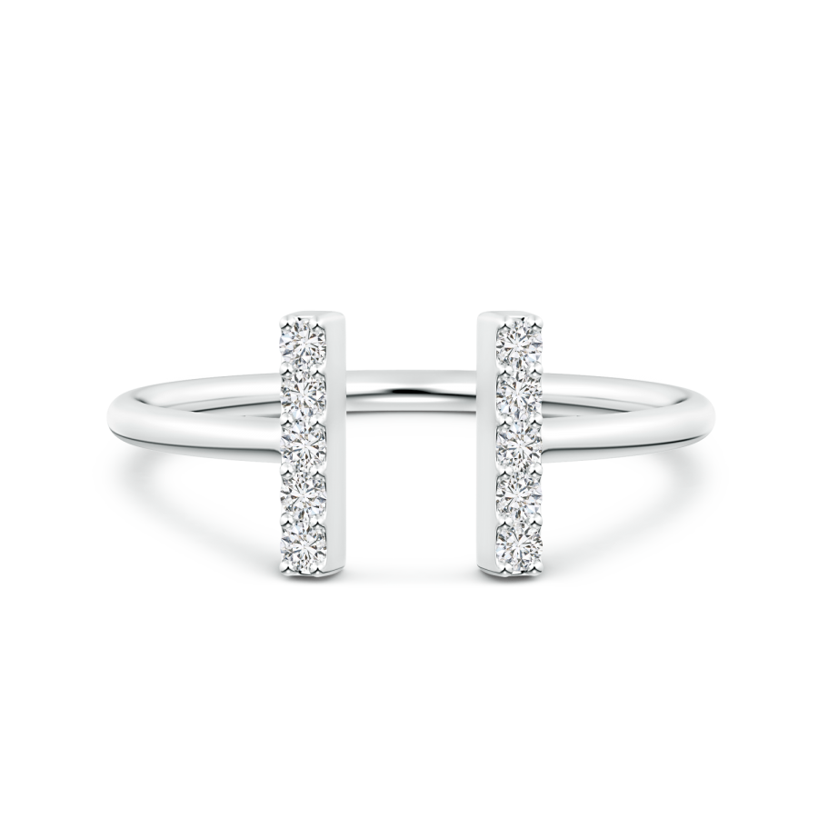 Round Lab Grown Diamond Double Bar Ring Pure Ignis