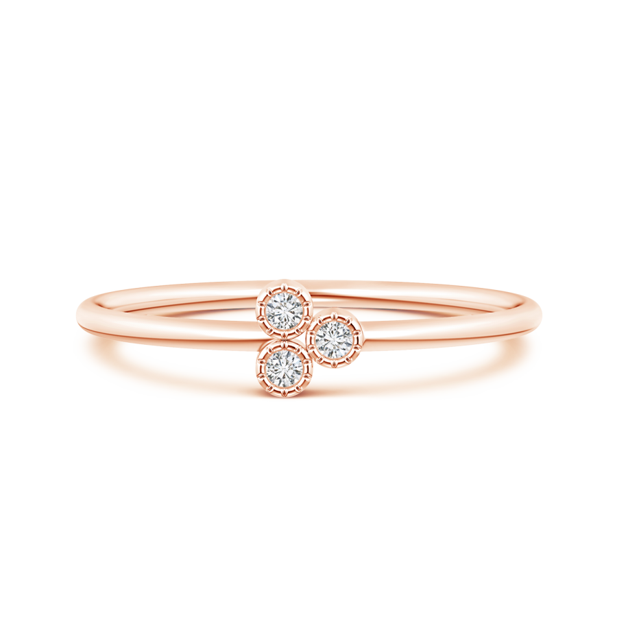 Bezel Set Round Lab Grown Diamond Trio Ring - Main Image