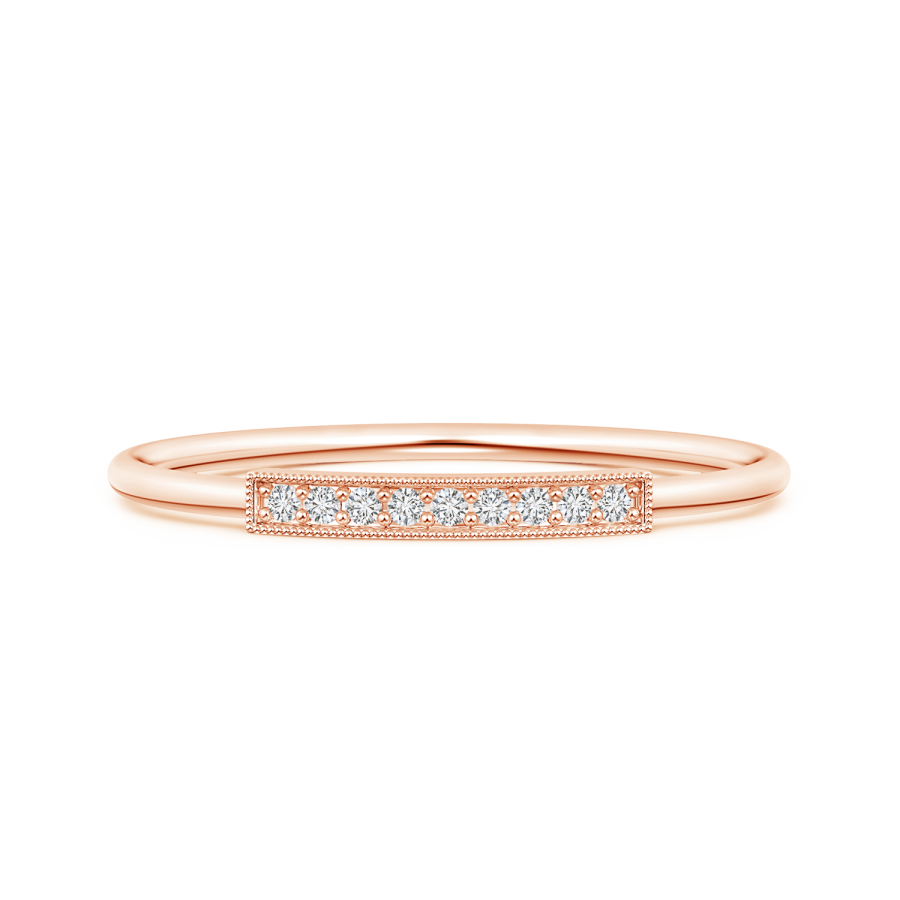 Lab Grown Diamond Horizontal Bar Ring with Milgrain Edges - Main Image