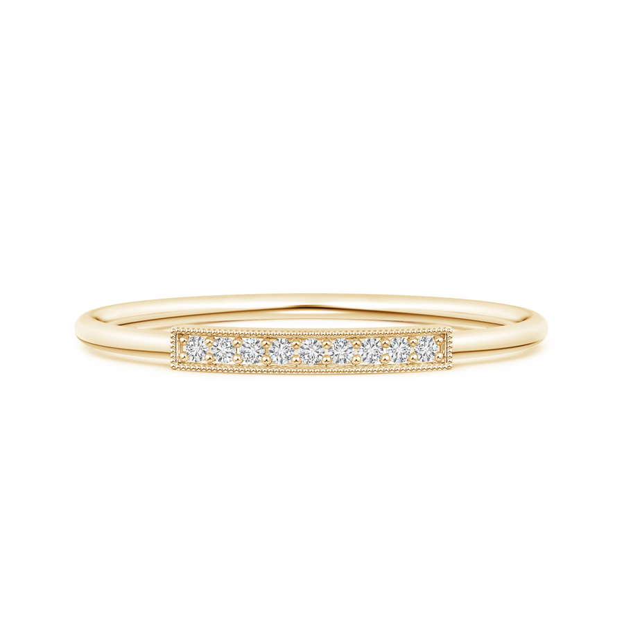 Lab Grown Diamond Horizontal Bar Ring with Milgrain Edges - Main Image
