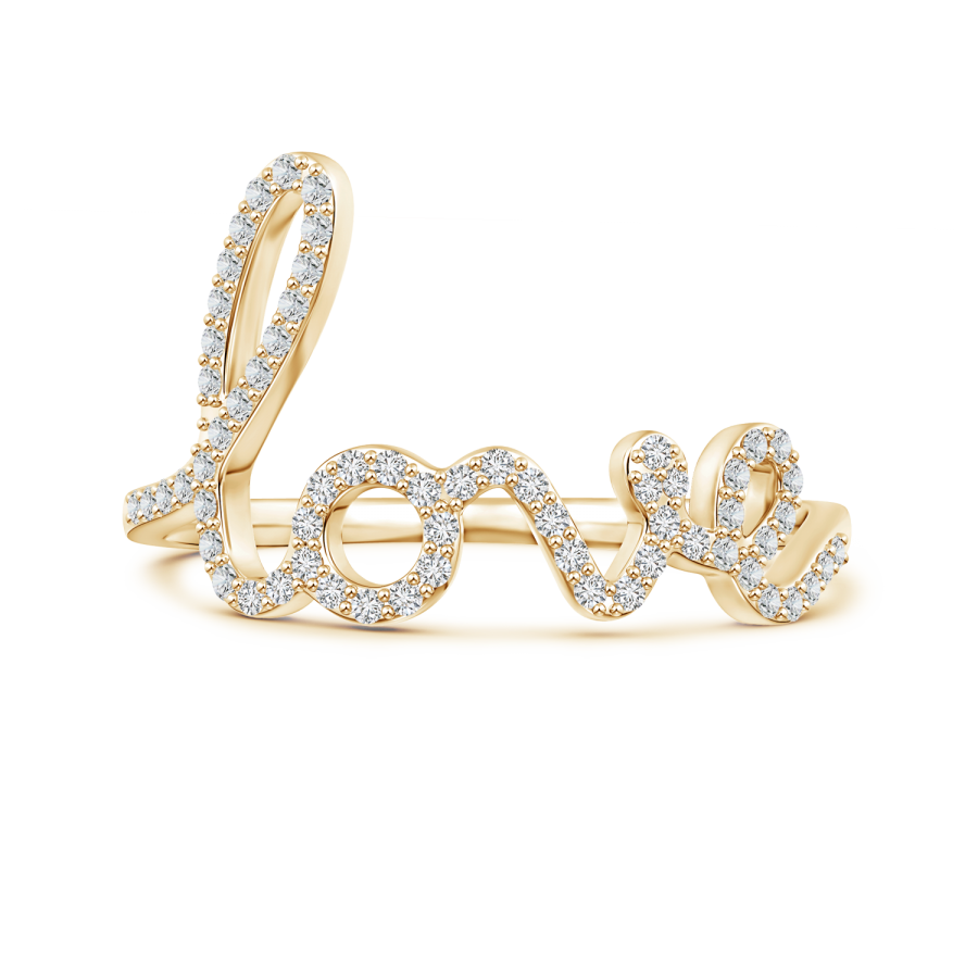 Prong Set Lab Grown Diamond Cursive LOVE Ring - Main Image