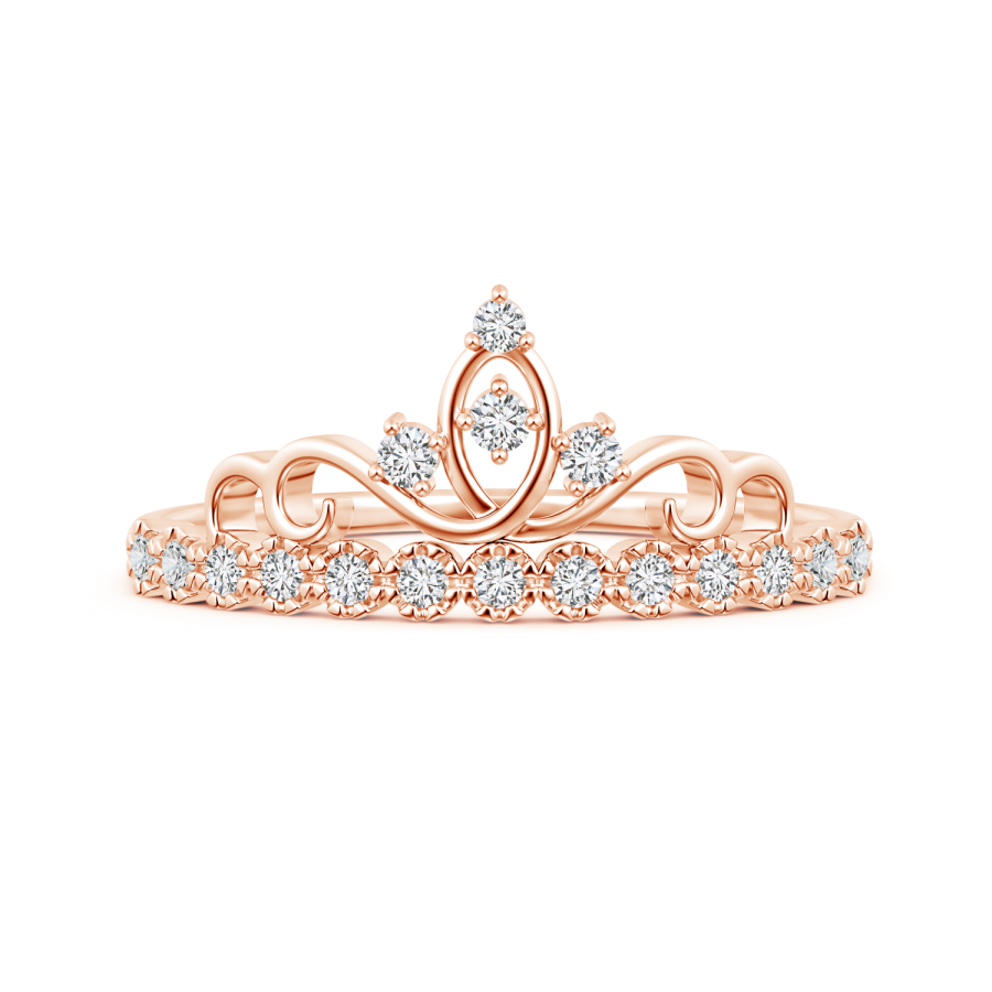 Unique Prong Set Lab Grown Diamond Crown Ring - Main Image