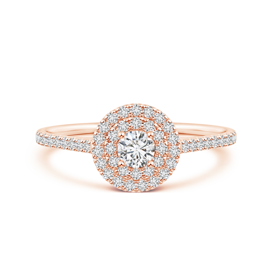 Round Lab Grown Diamond Double Halo Engagement Ring - Main Image